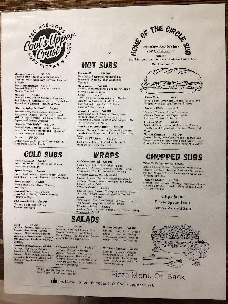 Cool's Upper Crust - Subs Pizza & More Menu image 1