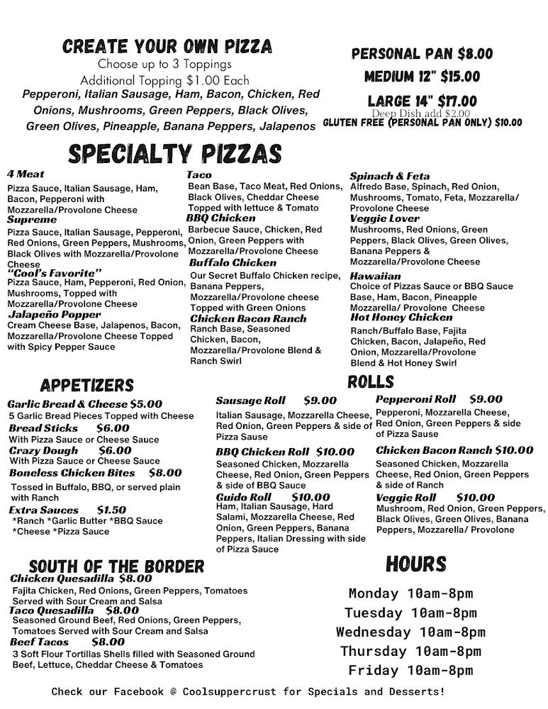 Cool's Upper Crust - Subs Pizza & More Menu image 3